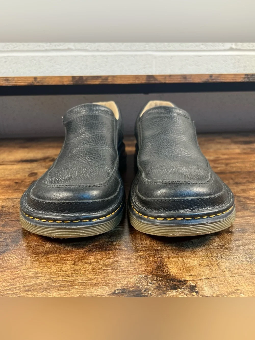 Dr. Martens Slip on Shoes Black Pebbled Leather Men's 11